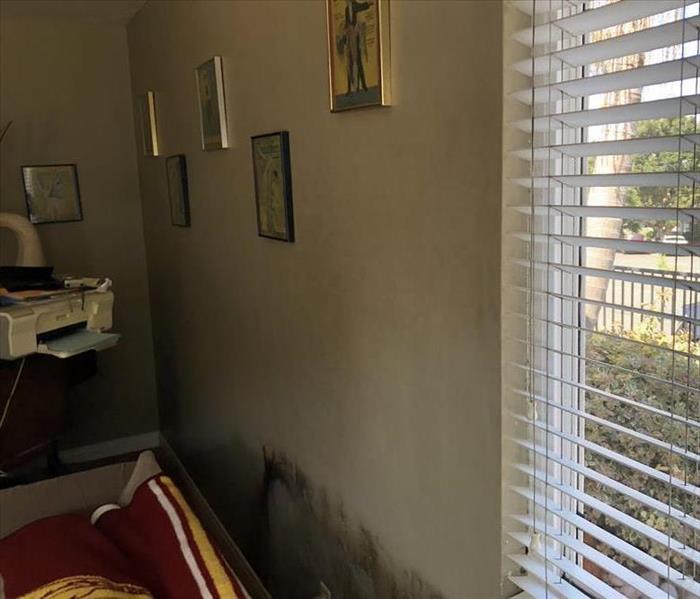 Fire damage on wall