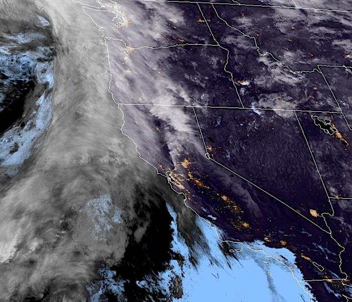 Doppler Radar image of a storm hitting California